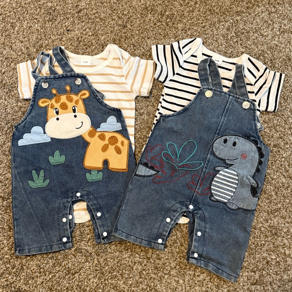 Adorable Denim Animal Overalls Set